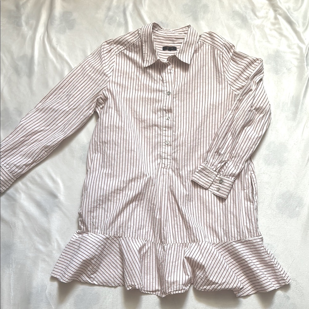 Quince poplin drop waist shirt dress